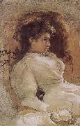 Ilia Efimovich Repin Arranges in order the guest portrait France oil painting artist